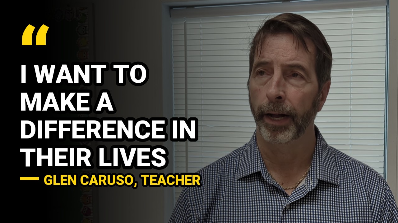 Quote Card thumbnail: a teacher with his quote I want to make a difference in their lives
